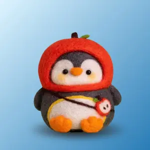 Apple Penguin – Beginner DIY Wool Felting Kit with Needles, Foam Pad & Tutorial
