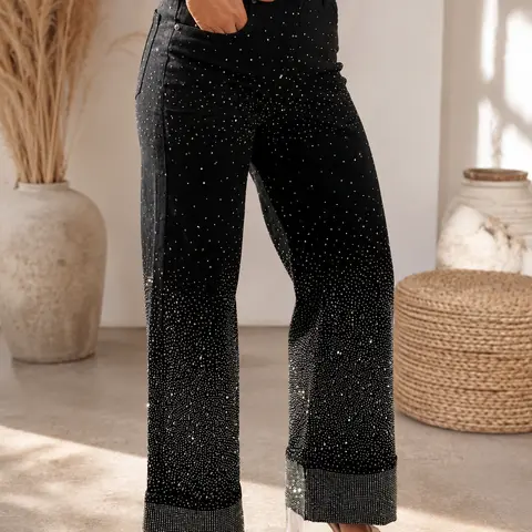 Lumi cuffs detail High-Waisted Sparkle Jeans Must Have 31" Inseam