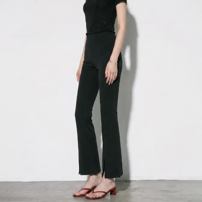 High Waisted Slit Hem Flare Pants | Stretchy Business Casual Work Trousers for Office Chic