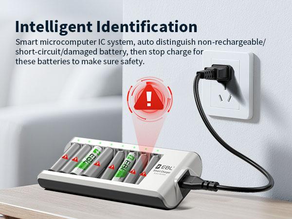 EBL AA AAA Rechargeable Batteries with Upgraded 808 Individual Charger, 1.2V 2800mAh Double A Batteries,Long Lasting Recharerble AA AAA Ni-Mh battery with Integrated Charing Storage Box