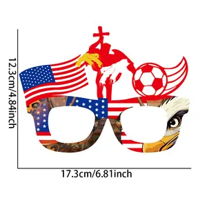 2026 Football Fan Party Glasses Frame – American Flag Style Eyewear, Creative Frame Without Lenses; Felt Material, Lightweight and Comfortable Accessory Suitable for Game Day Photo Props, Party Celebrations, and Family TV Viewing