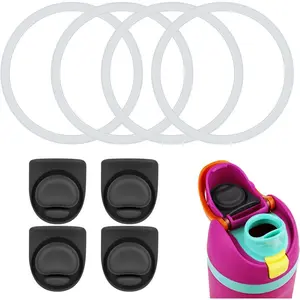4 count Water Bottle Seal Circle & 4 count Replacement Stopper,  O Circle Lid Gasket  for  Free Sip 19oz 24oz 32oz 40oz, Cap Mouth Plug Gasket Accessories,