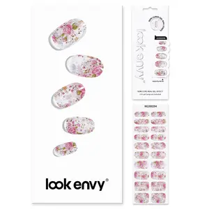 Semi Cured Gel Nail Strips - Works with Any Nail Lamps, Salon-Quality, Long Lasting, Easy to Apply & Remove - Includes 2 Prep Pads, Nail File & Wooden Stick