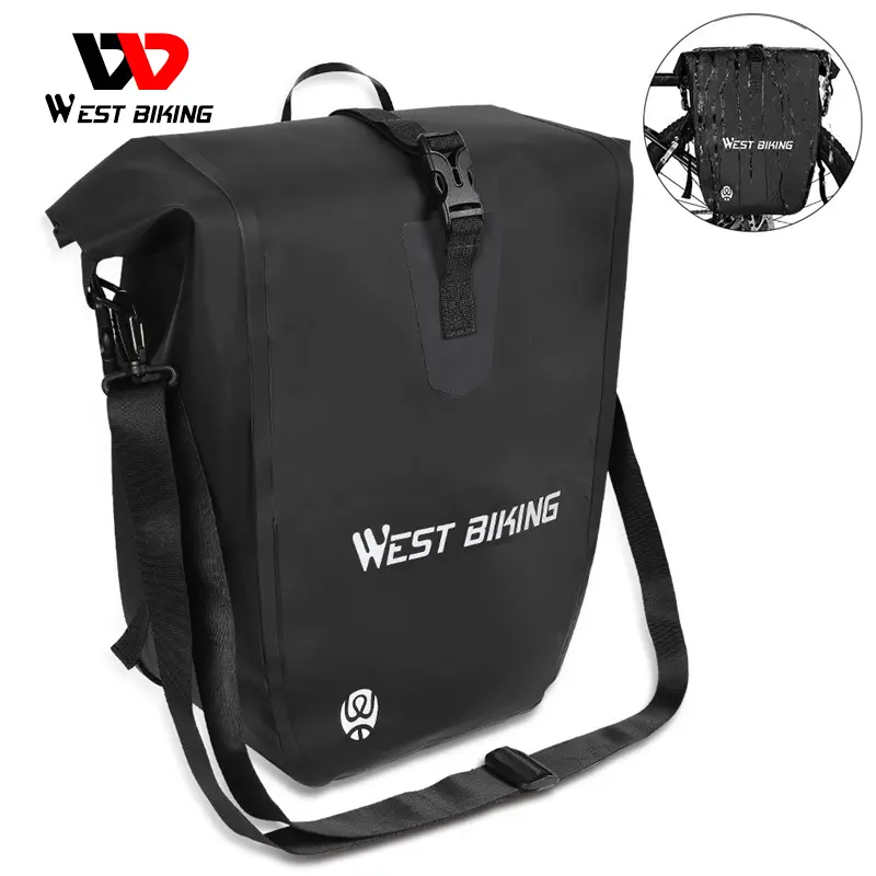 WEST BIKING 25L Large Waterproof Cycling Pannier, Double Rear Rack Bag for Touring Bikes, Bicycle Saddle Luggage Bag with Accessories, Bicycle Pannier Carrier, Travel Saddle Bag