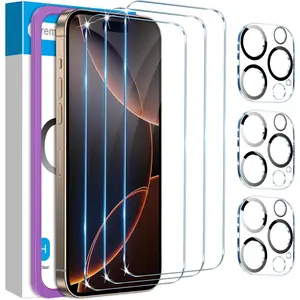for 3Pack iPhone 16 Pro Max Screen Protector with 3Pack Camera Lens Protector, 9H+ Tempered Glass Easy Installation Kit, Case Friendly iPhone 16 Promax