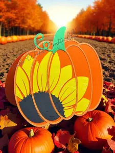Autumn Leaf Pumpkin Shaped Card with Sunflower for Fall Greetings - Simple Elegant Design