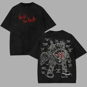 Bioshock would you kindly best daddy v3 art horror fsp game movie Game Washed Tshirt, Tank Top, Hoodie unisex Streetwear Tops 90s graphic tees