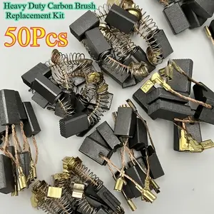 50 Carbon Brushes with Metal Base, Durable Motor Repair Parts for Angle Grinders, Drills, Sander, Chainsaws, Etc