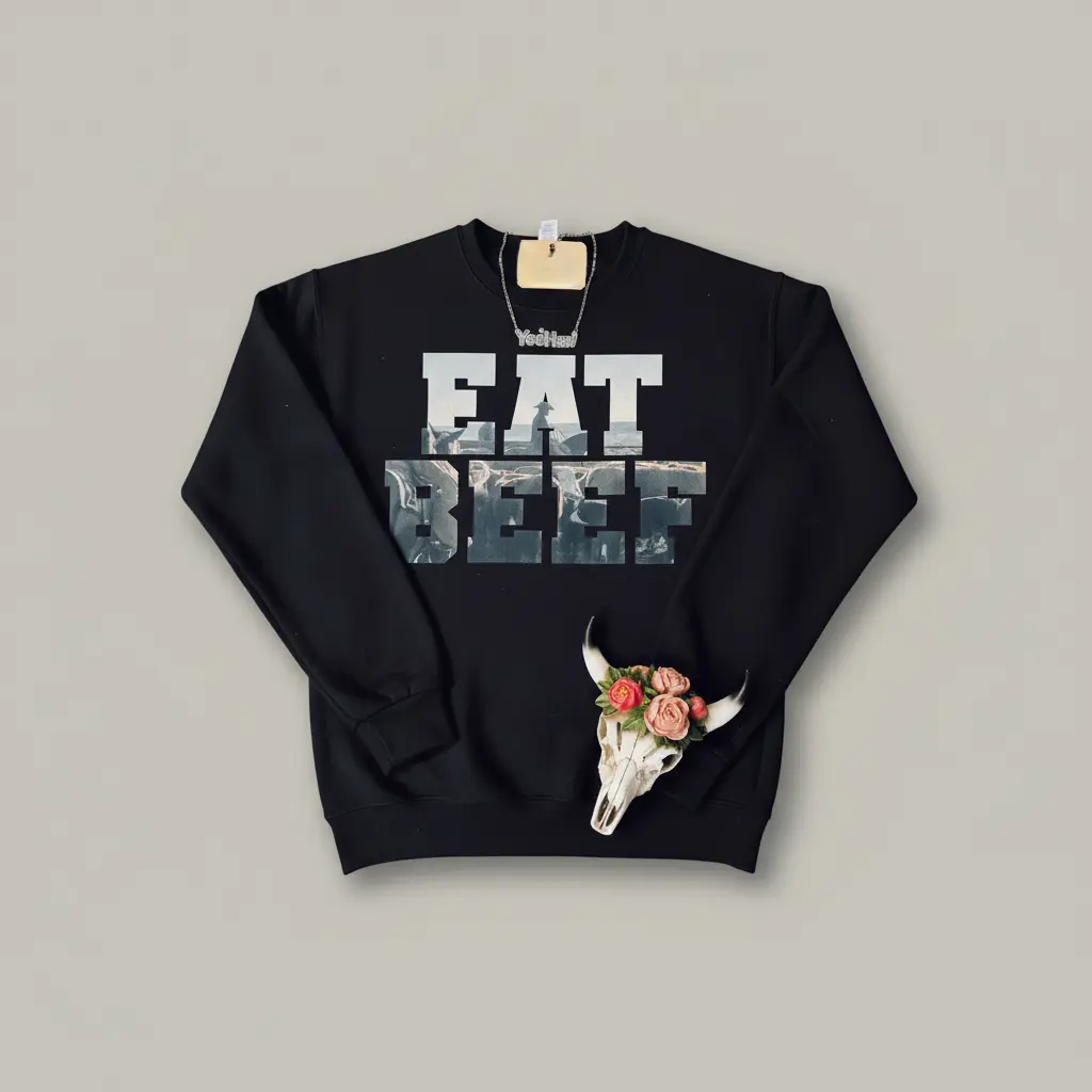 Eat Beef Sweatshirt, Support Local Farmer, Western Ranch T-shirt, Vintage Cattle Shirt Cowgirl farm Tee Famer Gift Unisex Hoodie