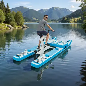 Bezliving Preminum Inflatable Water Bike, Upgraded Kayak Bikeboat Hybrid, Portable & Durable PVC and EVA Material, Includes Bike System, Rest Pad, Repair Kit & Carry Bag, Perfect for Lakes & Beaches