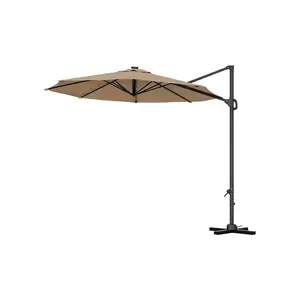 10FT Cantilever Patio Umbrella – 360° Rotating Offset Sun Shade – Heavy-Duty Windproof Parasol, Adjustable Tilt, Portable, Durable, Cross Base Included