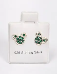 Cute Head CZ Green Stud Earrings (7mm) - 925 Sterling Silver