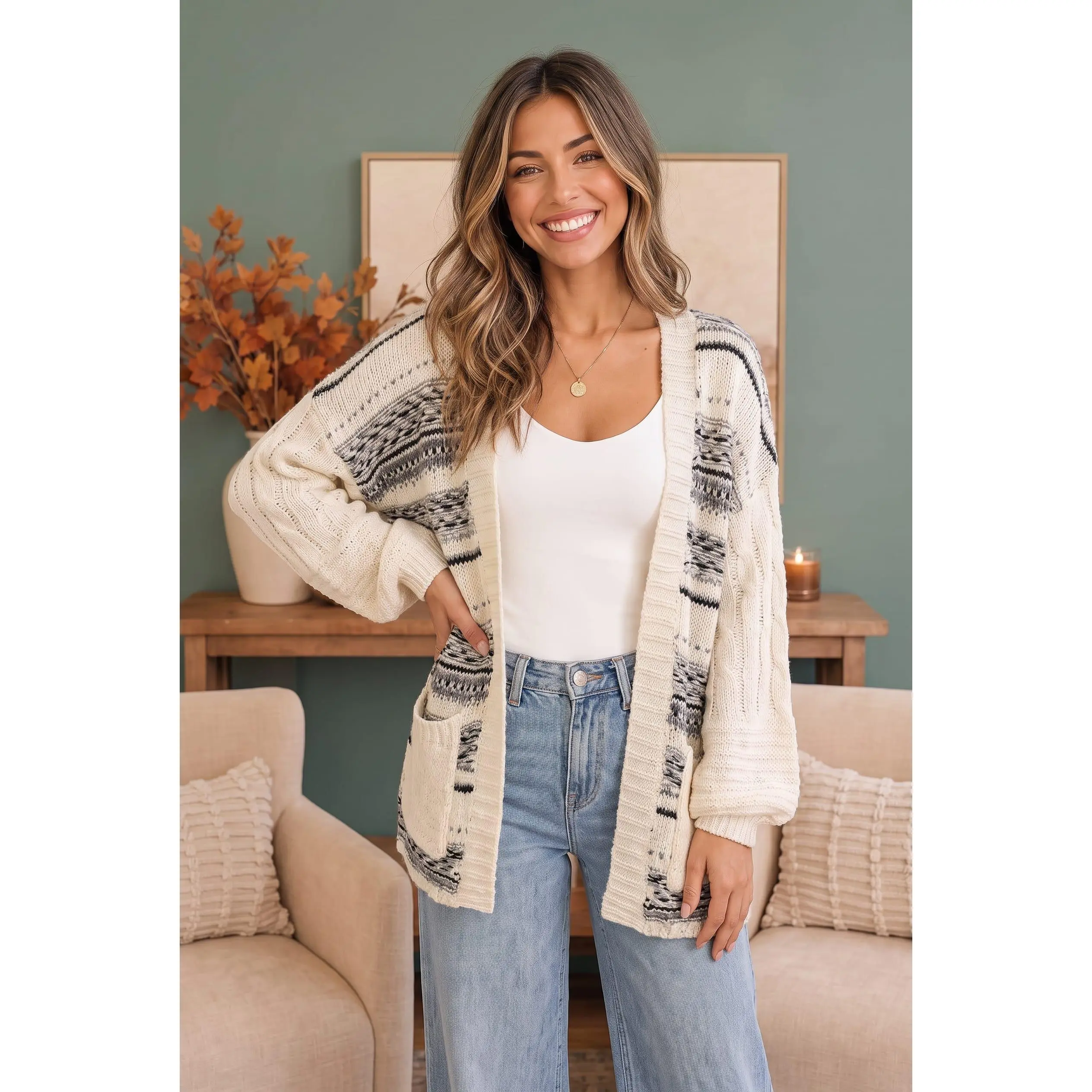 Chilly Cabin Evenings Open Front Cardigan