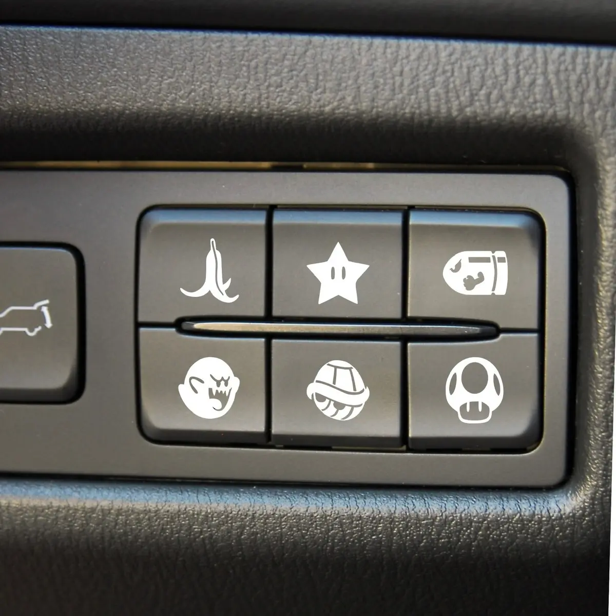 Funny Car Accessories - Blank Button Decals for Cars and Trucks - Banana, Shell, Mushroom, Star Stickers - Prank Car Sticker