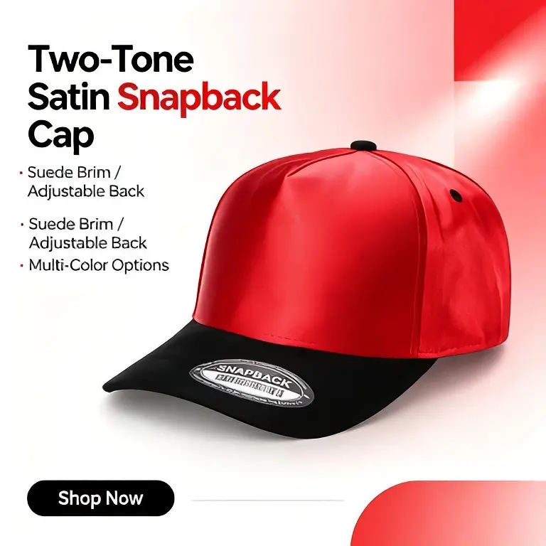 Two‑Tone Satin Snapback Cap, Suede Brim Adjustable Baseball Hat, Blank Hip Hop Flat Bill Cap for Men Women, Multi‑Color Options