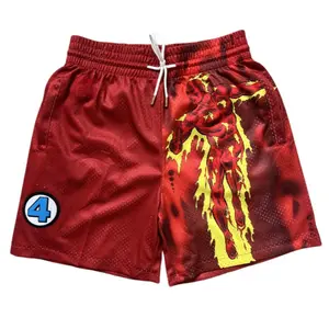 The Fantastic Four Mr Fantastic Comic Shorts  Men's Shorts Breathable and Stretchy Drawstring Basketball horts for Fitness Gym Shorts