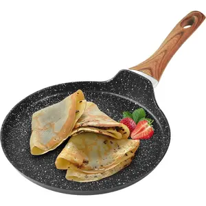 Nonstick Crepe Pan 8.5 Inch Griddle Pan Fry Pans for Cooking Eggs Omelettes Non-Stick Marble Coating Skillet Induction Compatible