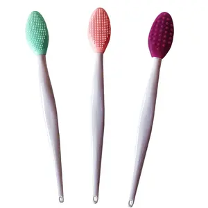 3 Pcs Double-Sided Silicone Lip Scrub Brush Exfoliator Tool for Men Women Lip Lightening Care for Dark Lips