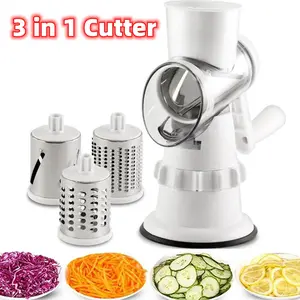 3 In 1 Vegetable Slicer Manual Kitchen Accessories Grater For Vegetable Cutter Round Chopper Mandolin Shredder Potato Home Kitchen Supplies Kitchen Gadgets Stainless Steel Equipment Multifunction