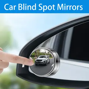 Car Blind Spot Mirrors, 360° Adjustable HD Convex Wide Angle Rearview Mirror, Silver/Black Adhesive Blind Spot Auxiliary Mirror for Cars, SUVs and Trucks