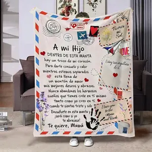 Mommy's Love Flannel Blanket, Warm Printed Throw for Home & Office, Multi-Purpose Air Conditioning Blanket, Cozy Leisure Accessory