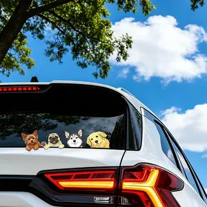 1Pcs Cute Four Dogs Peeking Car Sticker, PVC Self-Adhesive Fun Dog Pattern, For Car Window Body Bumper Decoration, Gift for Dog Lovers