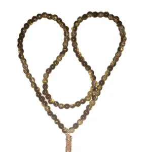 Fire Coal Dragon Necklace with Beaded Design and Pendant Mala Buddhist Prayer Beads, Featuring Round Beads and Decorative Pendant