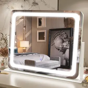 Vanity Mirror with Lights 22''x19'' Makeup Mirror with Lights,Vanity Mirror Touch Screen with 3-Color Lighting,Dimmable,for Vanity Desk Tabletop
