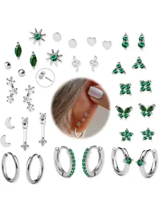 Flat Back Stud Earrings - 17 Pairs Surgical Steel Stud Earrings For Women Hypoallergenic Hoop Earrings Tiny Screw Back Cartilage Earring Set For Multiple Piercing