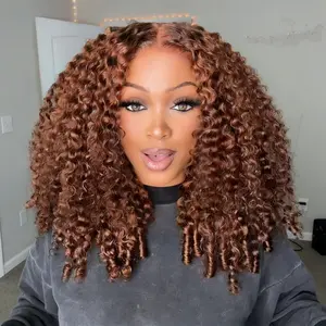 OQ HAIR #4 Chocolate Brown 13x6 Lace Front Wigs Human Hair 220% Density Burmese Curly Glueless Wig Pre Everything with Natural Hairline Colored Hair
