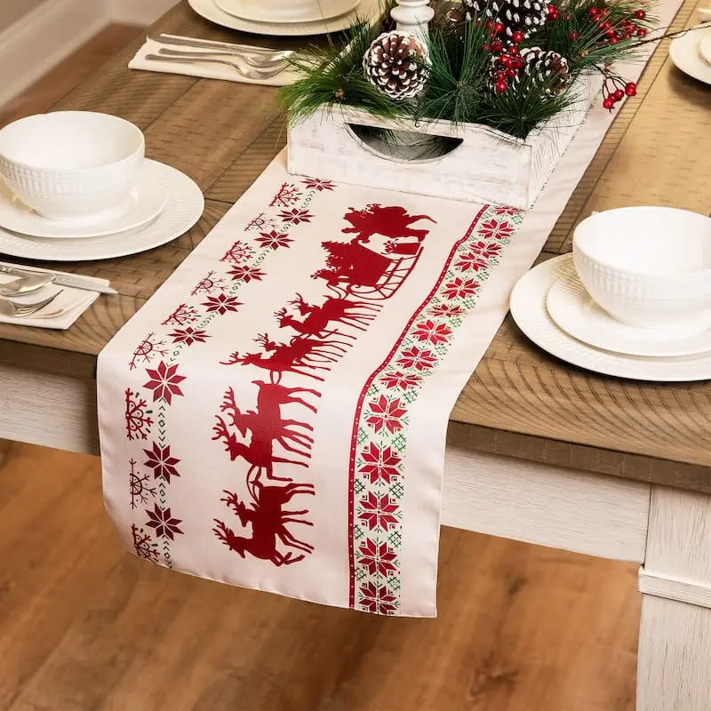 Northlight 36231559 72 x 12 in. Dashing Through the Snow Rectangular Christmas Table Runner, Red