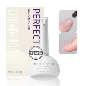 PERFECT COLOR Clear Builder Nails Gel Polish for Self Leveling, 15ml Nail Strengthener in a Bottle, Nail Extension Hard Gel, Soak Off Long Lasting UV Light Cure, Base Coat Top Coat Needed