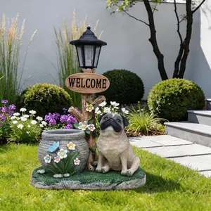 ARCH Sitting Pug Dog Planter Statue   WL