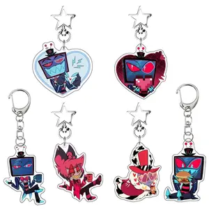 Anime Cartoon Acrylic Keychain Hazbin Hotel Vox Charlie Morningstar Bag Pendant Keychain Decoration Key Ring Gifts