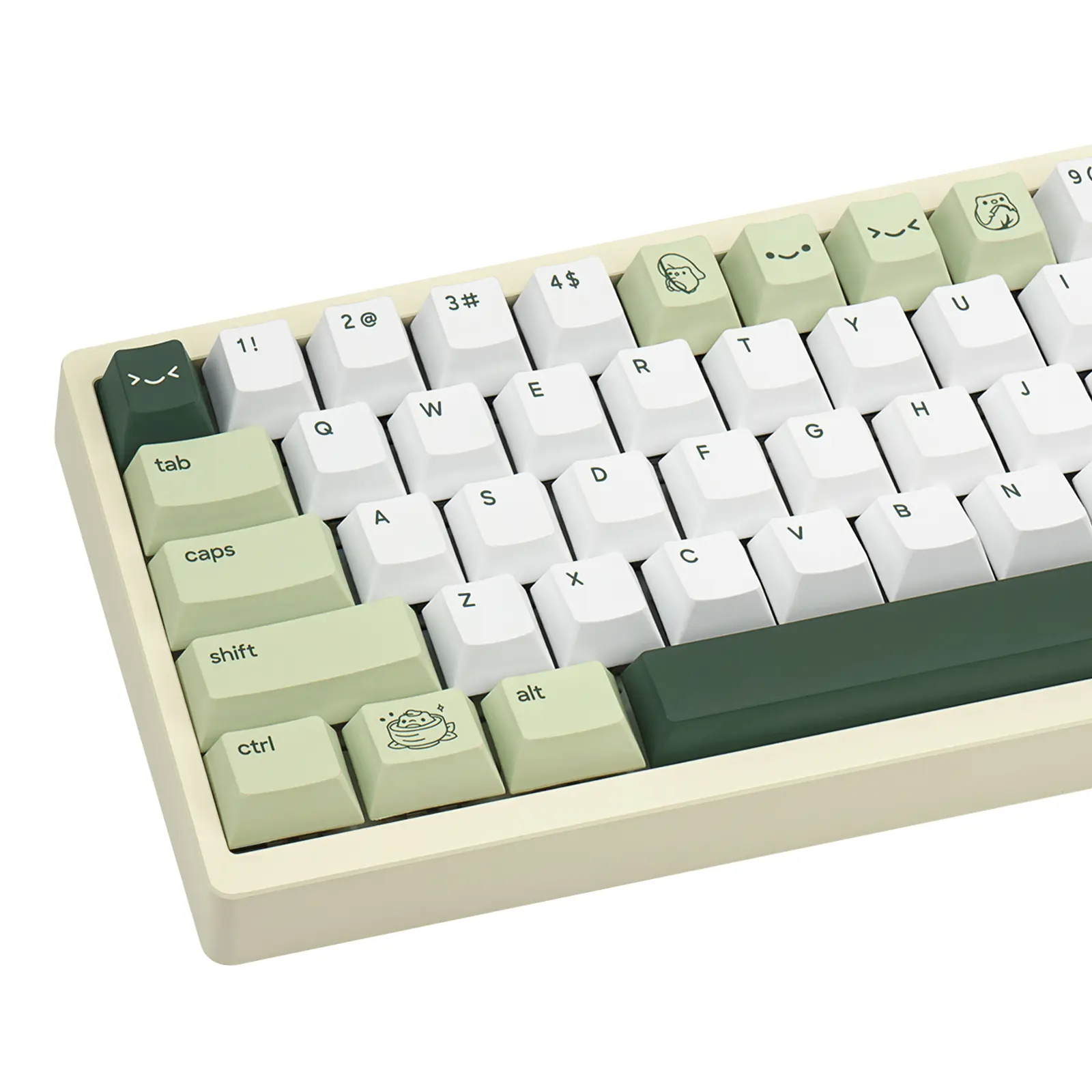 Cute Matcha Green Frog Keycaps 134 Keys-Cherry Profile Dye-Sublimation Custom Keycap-Minimalist Style PBT Key Caps for Cherry MX Switches Mechanical Gaming Keyboard 60% 75% 100%