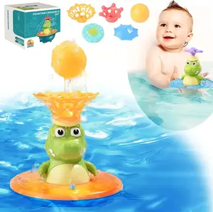 Bath toys, light-up baby pool toy with LED crocodile water spray, floating wind-up toys for 1-year-old boys and girls, newborn bathtub water toys, preschool toddler pool toys (crocodile).