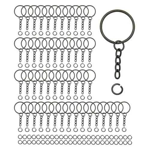 50Sets Gun Black 1 inch keychain rings w