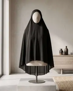 Premium Black Slip-On Khimar Hijab