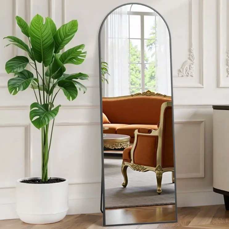 EDX Arched Full Length Mirror 56"x15" Full Body Mirror Rectangle Free Standing Wall Mounted Leaning Hanging Floor Mirrors, Black or gold