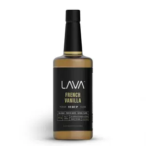 LAVA Premium French Vanilla Coffee Syrup 33.8oz (1-Liter) | Natural Beverage, Gluten Free, Non-GMO, No Artificial Sweeteners, Flavors, or Colors. Sugar