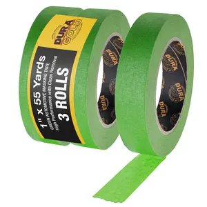 Dura-Gold Green Automotive Masking Tape 1 Inch (24mm x 55 Yards), 3 Rolls - Premium High-Performance, Heat Resistant - Auto Refinish Painting, Car Detailing, Autobody, Industrial, Painters Tape