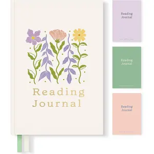 Book Reading Journal with 60 Reviews, Reading Accessories & Bookish Gifts for Book Lovers & Readers, Hardcover Book Tracker Reading Log Journal, 5.7" x 8.3", Flowers