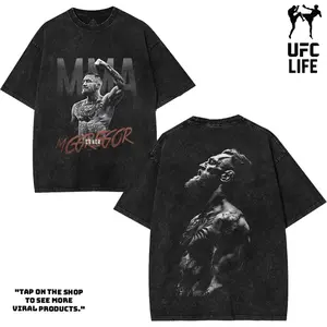 UFC Conor McGregor Retro Washed Cotton Graphic tee, Graphic t-shirts, oversized tshirt – Irish Legend Fighter Gift, Gift for fan, UFC Style