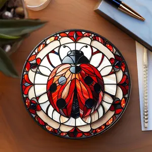 Lady Bug Nature Inspired Ceramic Coaster with Cork Back-Made in the USA