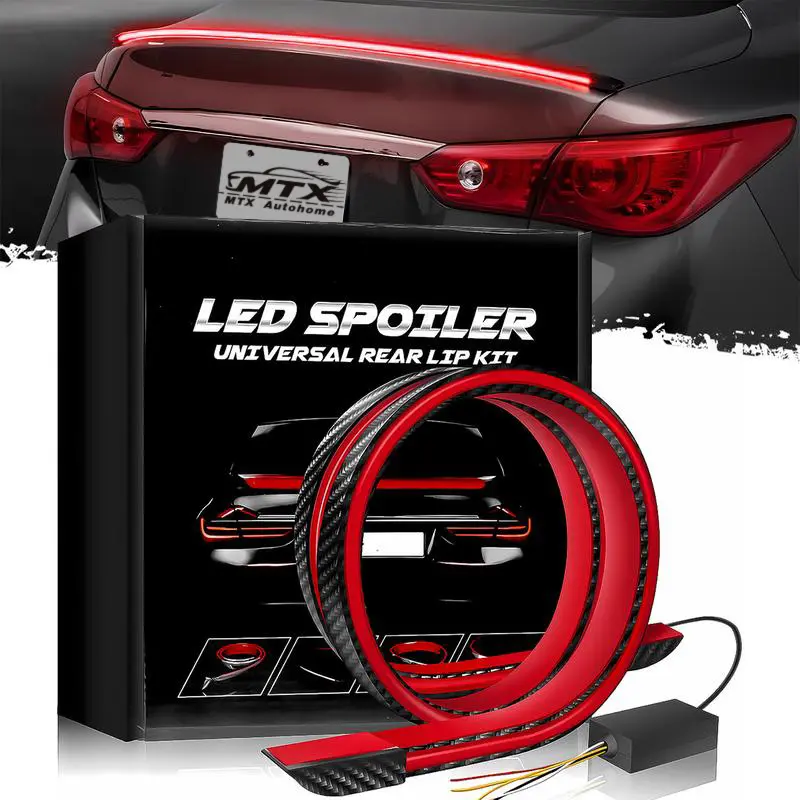 Universal Luminous Carbon Fiber Car Rear Wing Spoiler with LED Lights, 47 in-1 Piece/51 in-1 Piece, Aerodynamic Performance, Durable & Attractive, Easy-to-Install Gift for Drivers