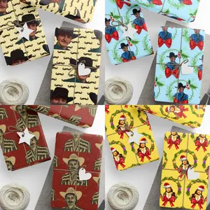 Cowboy Wrapping Paper Country Music Wrap 90gsm Fine-Art Paper Matte Glossy Finish 30x36 30x72 30x180 Gift For Men Women Home Decor High-Definition Print Neatly Rolled