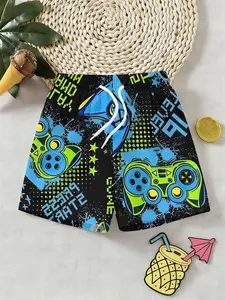 Colorful Gaming Controller Beach Shorts, Quick-Dry Graffiti Shorts for Travel and Beach, Perfect Holiday Gift and Birthday Present