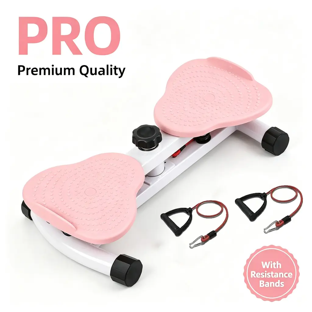 Pink Waist Twister Disc Abs Twist Workout Machine - Home Abs Trainer with Resistance Bands, Cute Pink Fitness Equipment