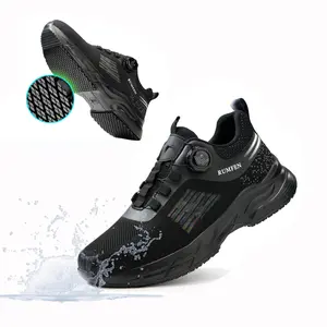 RUMFEN Slip-Resistant Chef Shoes for Men Women Non-Slip Waterproof Kitchen Shoes with Anti-Fatigue Insoles Easy-Toggle Lacing Lightweight Comfortable for Restaurant Culinary Hospital Workers Black Closed Toe Footwear Boy Ballroom