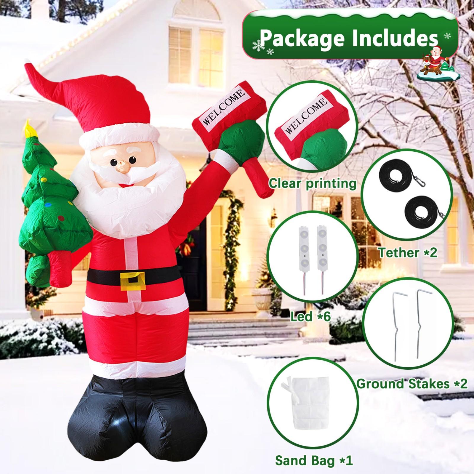 6 FT Christmas Inflatable Santa Claus Outdoor Decorations with Built-In LEDs, Blow Up Santa Claus Inflatable Outdoor Holiday Yard Decorations for Garden Lawn Patio Party Indoor Outdoor Decor